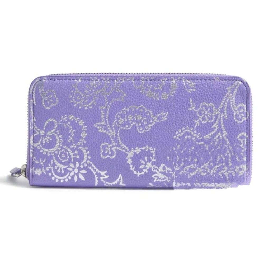 Vera Bradley NWT Essential Continental Wallet Cotswolds Dahlia purple silver
